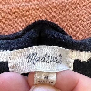 Madewell Black & White Striped Cropped Tee, Women’s M